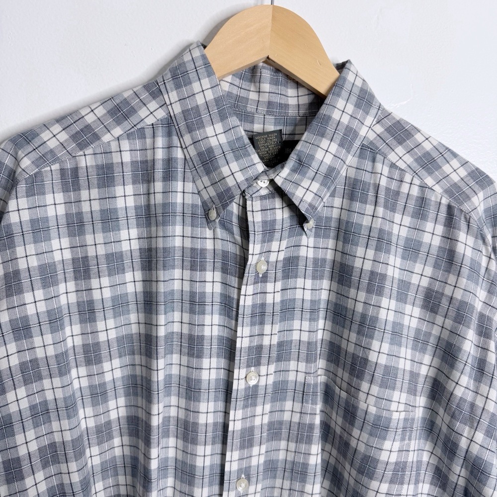 Banana Republic Men Blue White Plaid Large Button Down Shirt Long Sleeve Preppy